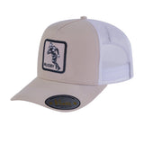 Rugby/Football 5-Panel Trucker Hat with Beige front and White back