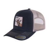 Goat 5-Panel Trucker Hat with Black front and Khaki back