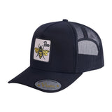 Bee 5-Panel Trucker Hat with Black front and Black back