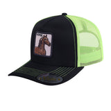 Horse 5-Panel Trucker Hat with Black front and Green back