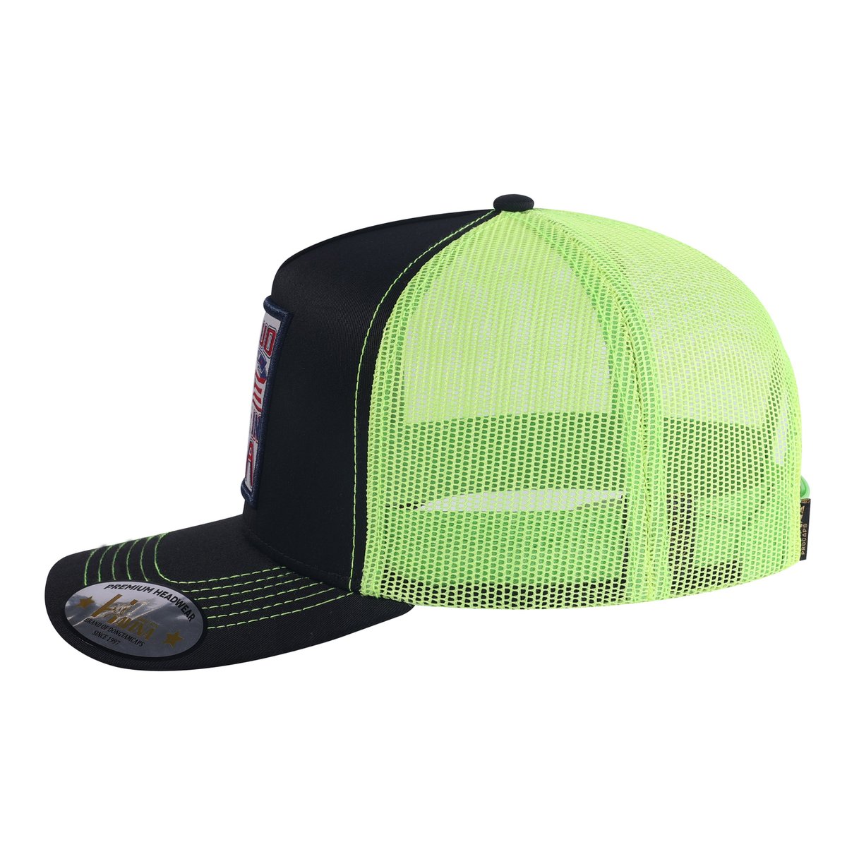 Bear 5-Panel Trucker Hat with Black front and Green back