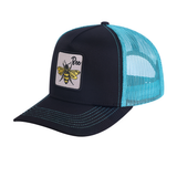 Bee 5-Panel Trucker Hat with Black front and Blue back