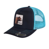 Bear 5-Panel Trucker Hat with Black front and Blue back