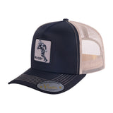 Rugby/Football 5-Panel Trucker Hat with Black front and Khaki back