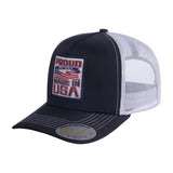 Proud to Say Made in US 5-Panel Trucker Hat with Black front and White back