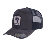 Rugby 5-Panel Trucker Hat with Dark Grey front and Black back
