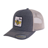 Bee 5-Panel Trucker Hat with Dark Grey front and Khaki back