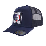 My Dad My Hero 5-Panel Trucker Hat with Navy front and Black back
