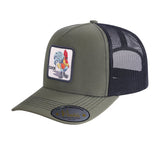 Chicken 5-Panel Trucker Hat with Olive front and Black back