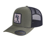 Rugby/Football 5-Panel Trucker Hat with Olive front and Black back
