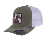 Horse 5-Panel Trucker Hat with Olive front and White back