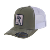 Rugby 5-Panel Trucker Hat with Olive front and White back
