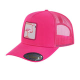 Flamingo 5-Panel Trucker Hat with Pink front and Pink back