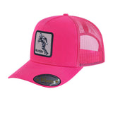 Rugby/Football 5-Panel Trucker Hat with Pink front and Pink back
