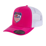 Loving Hockey 5-Panel Trucker Hat with Pink front and White back