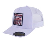Proud to Say Made in US 5-Panel Trucker Hat with White front and White back