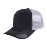 Blank 6-Panel Trucker Hat with Black front and Light Grey back