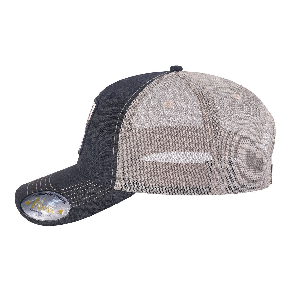 Horse 6-Panel Trucker Hat with Black front and Light Grey back