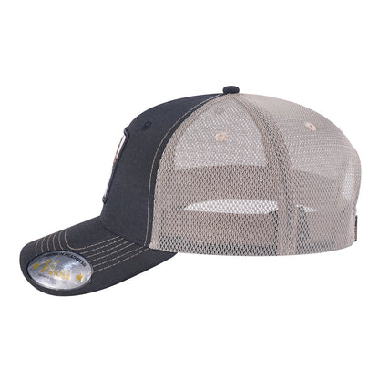 Horse 6-Panel Trucker Hat with Black front and Khaki back