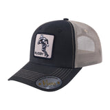Rugby 6-Panel Trucker Hat with Black front and Khaki back