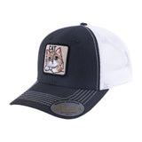 Cat 6-Panel Trucker Hat with Black front and White back