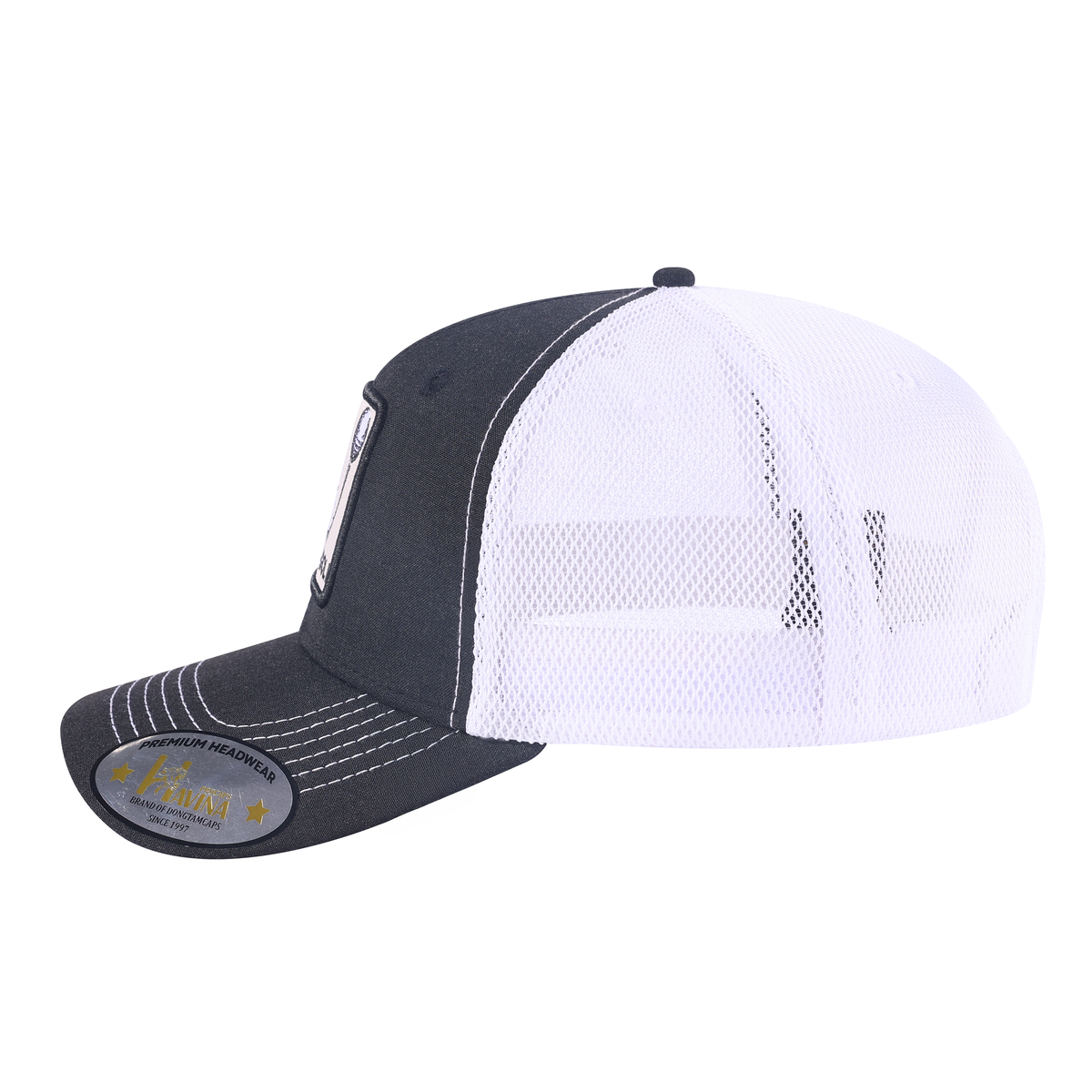 Golf 5-Panel Trucker Hat with Black front and White back