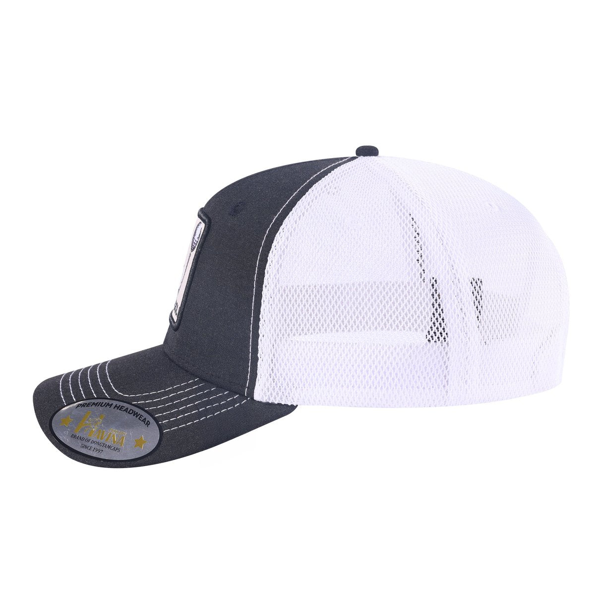 Golf 6-Panel Trucker Hat with Black front and White back