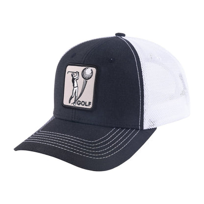Golf 6-Panel Trucker Hat with Black front and White back