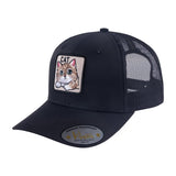 Cat 6-Panel Trucker Hat with Black front and Black back