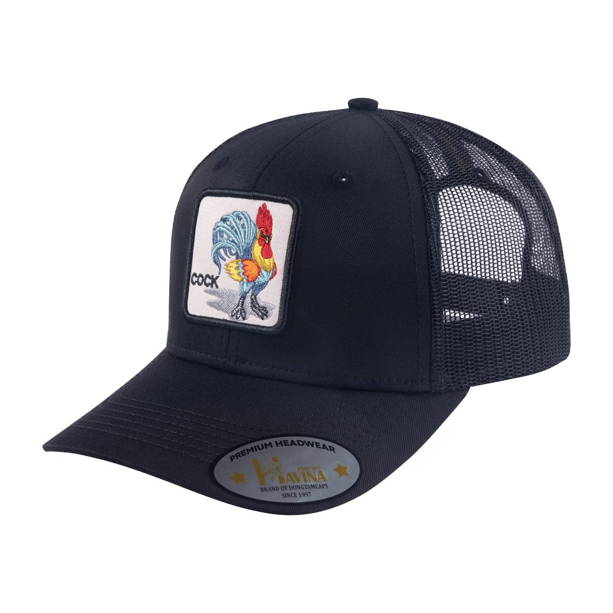Chicken 6-Panel Trucker Hat with Black front and Black back