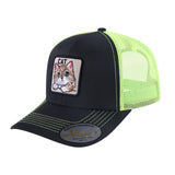 Cat 6-Panel Trucker Hat with Black front and Green back