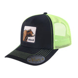 Bear 6-Panel Trucker Hat with Black front and Green back