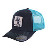 Rugby/Football 6-Panel Trucker Hat with Black front and Blue back