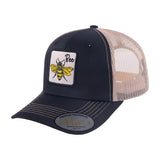 Bee 6-Panel Trucker Hat with Black front and Light Grey back