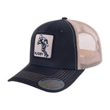 Rugby/Football 6-Panel Trucker Hat with Black front and Khaki back