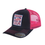 Proud to Say Made in USA 6-Panel Trucker Hat with Black front and Pink back