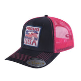 Proud to Say Made in US 6-Panel Trucker Hat with Black front and Pink back