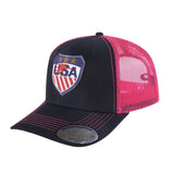 Loving Hockey 6-Panel Trucker Hat with Black front and Pink back