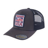 Proud to Say Made in USA 6-Panel Trucker Hat with Dark Grey front and Black back