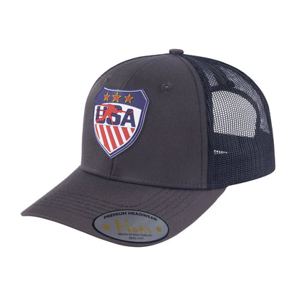 Loving Hockey 6-Panel Trucker Hat with Dark Grey front and Black back