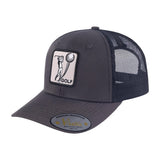 Golf 6-Panel Trucker Hat with Dark Grey front and Black back