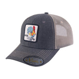 Chicken 6-Panel Trucker Hat with Dark Grey front and Khaki back