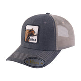 Bear 6-Panel Trucker Hat with Dark Grey front and Khaki back