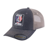 My Dad My Hero 6-Panel Trucker Hat with Dark Grey front and Khaki back