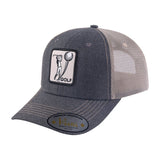 Golf 6-Panel Trucker Hat with Dark Grey front and Khaki back