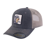 Cool Dog 6-Panel Trucker Hat with Dark Grey front and Khaki back