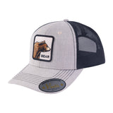 Bear 6-Panel Trucker Hat with Khaki front and Black back