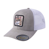 Cat 6-Panel Trucker Hat with Khaki front and White back
