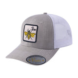 Bee 6-Panel Trucker Hat with Khaki front and White back