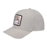 Cat 6-Panel Microfiber Laser Hole Trucker Hat with Beige front and Beige back